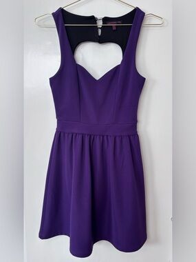 Material Girl| Purple Sleeveless Skater Dress with Heart Cutout Back Sz XS
